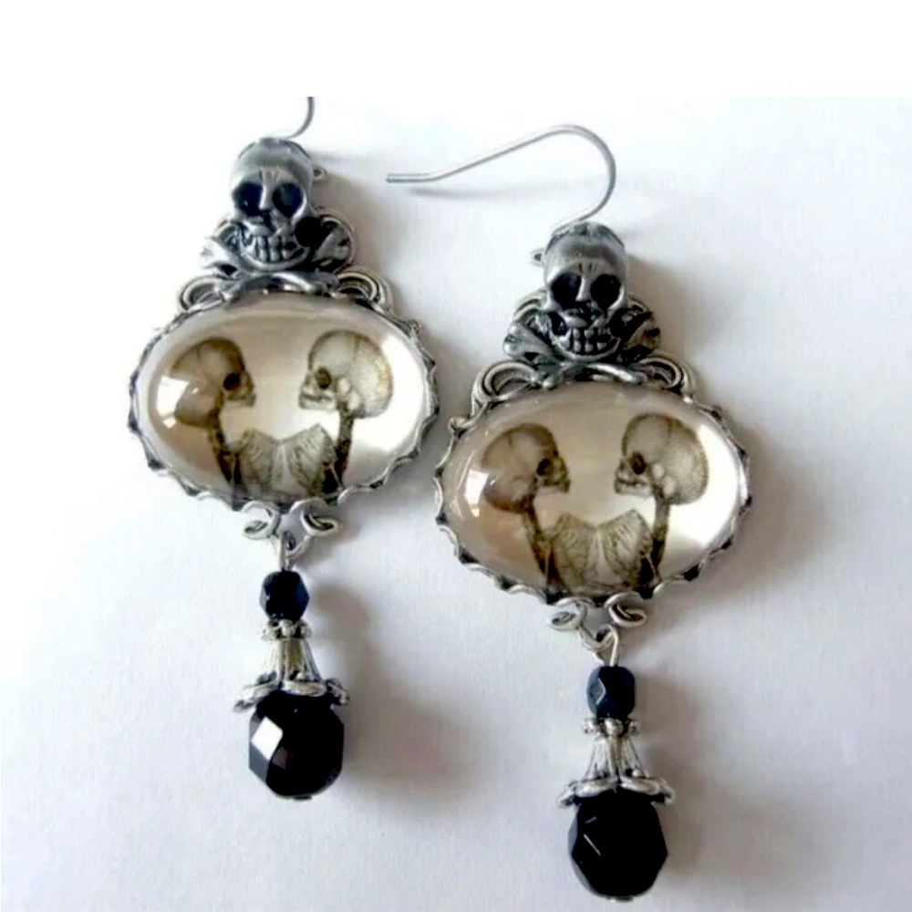 Earrings - Gemini - Conjoined Twin Skeleton Earrings